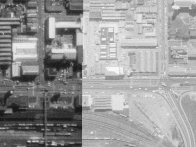 424 Moorhouse Avenue from the air, 1975-1979