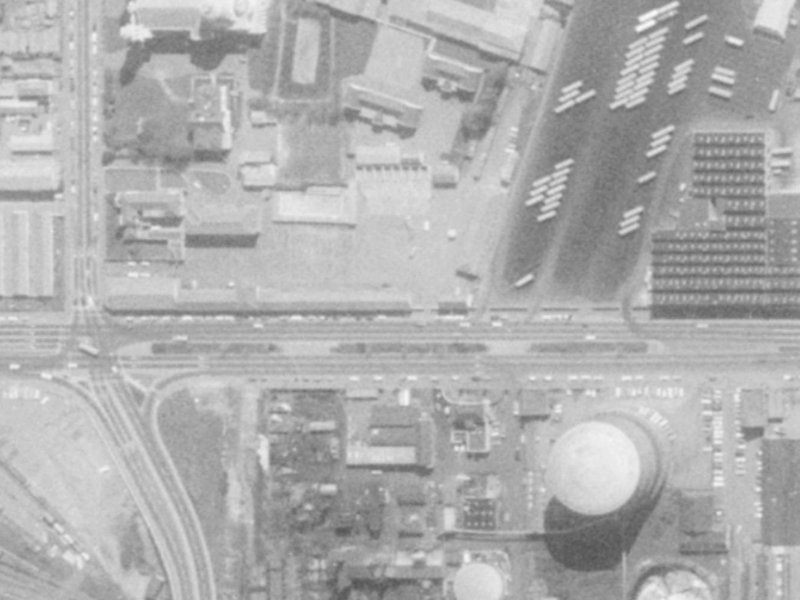460B Moorhouse Avenue from the air, 1975-1979