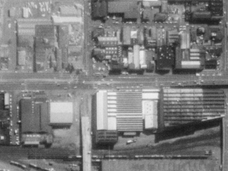 244-250 Moorhouse Avenue from the air, 1975-1979