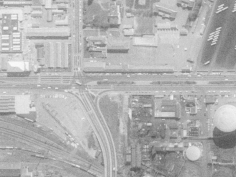 450 Moorhouse Avenue from the air, 1975-1979