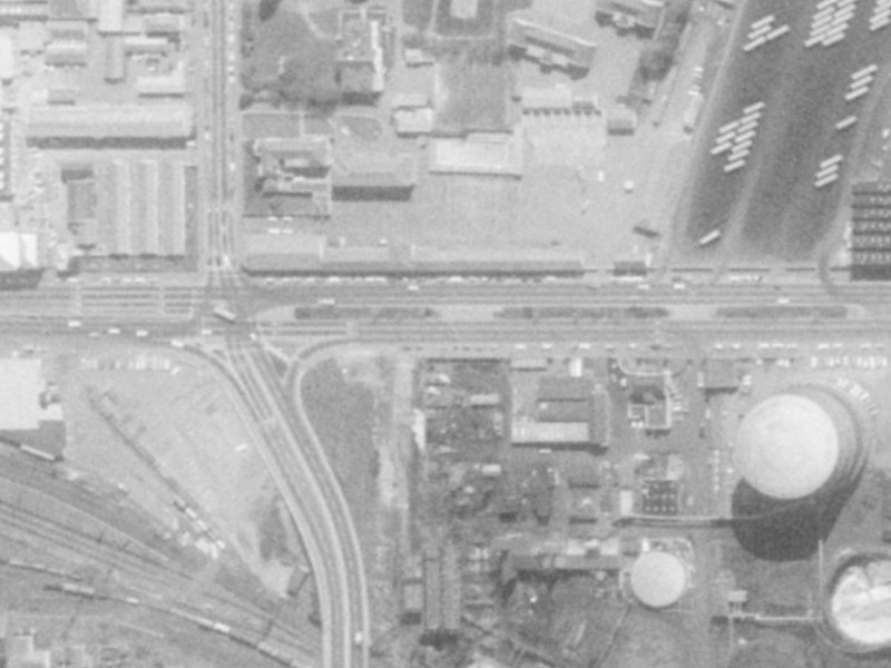 458–460 Moorhouse Avenue from the air, 1975-1979