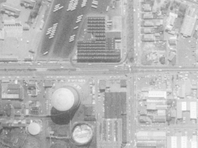 492B Moorhouse Avenue from the air, 1975-1979