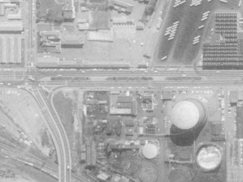 460B Moorhouse Avenue from the air, 1975-1979