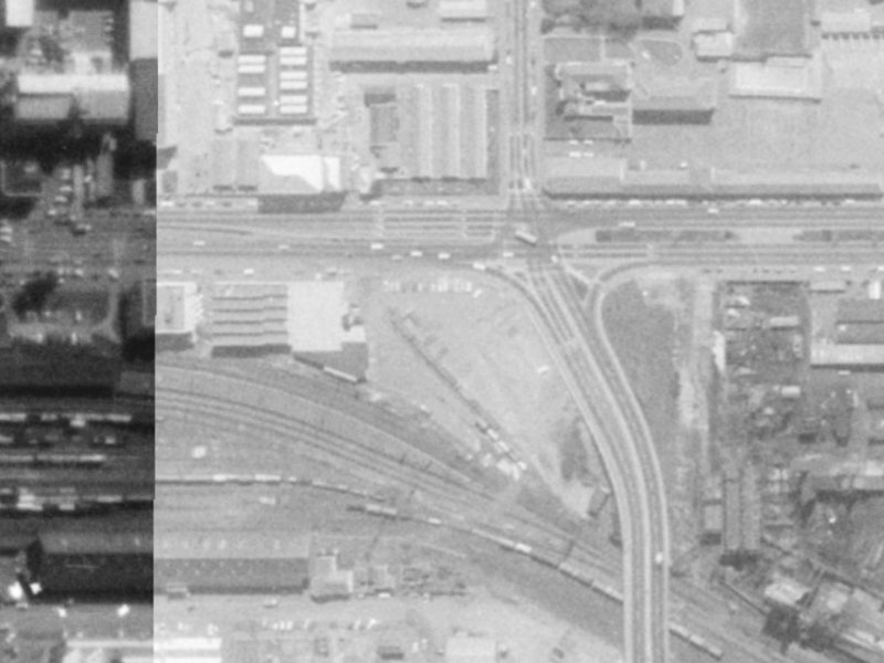426-444 Moorhouse Avenue from the air, 1975-1979