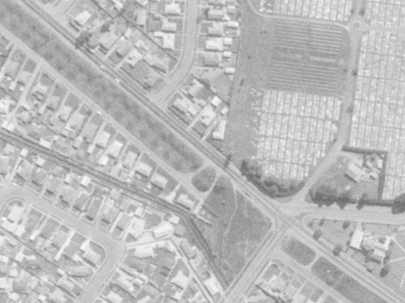 425 Linwood Avenue from the air, 1975-1979