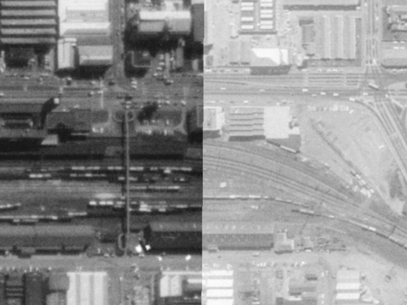 10–12 Washington Way from the air, 1975-1979