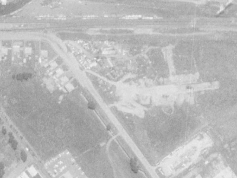 48-52 Hayton Road from the air, 1975-1979