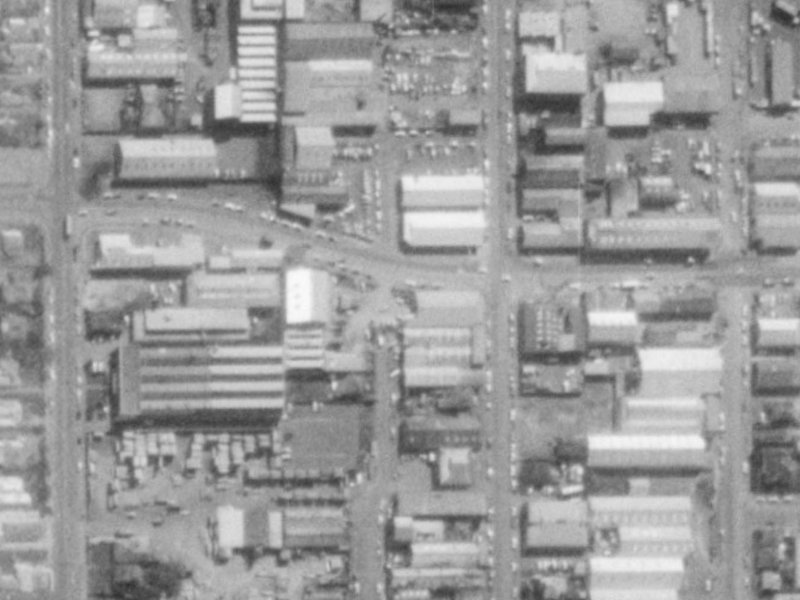 98-104 Disraeli Street from the air, 1975-1979
