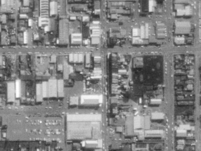 391-393 Colombo Street from the air, 1975-1979