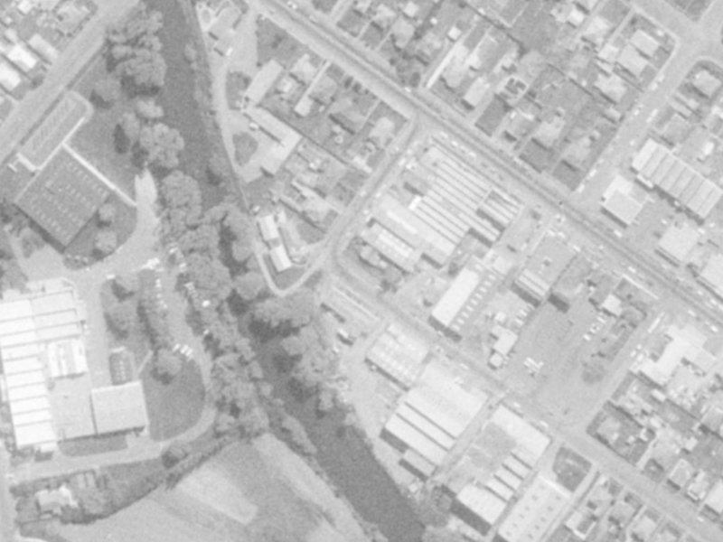 580B Ferry Road from the air, 1975-1979
