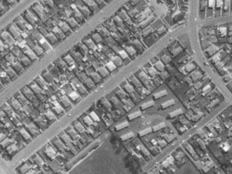 70 Bletsoe Avenue from the air, 1975-1979