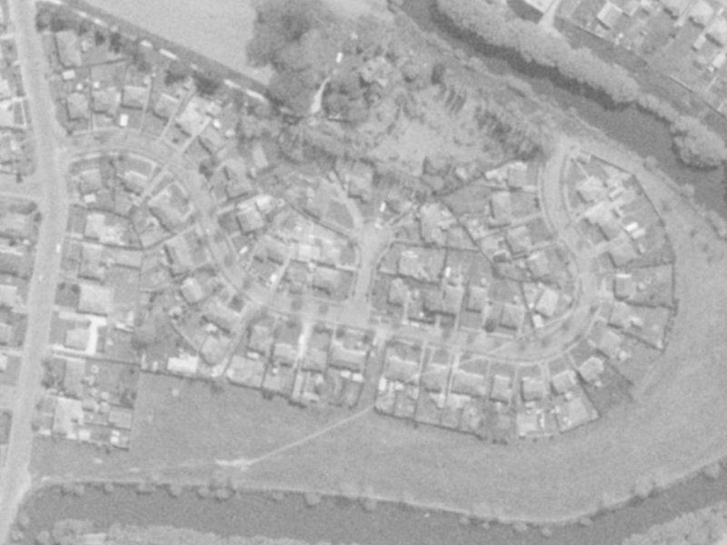 1-7 Davis Place from the air, 1975-1979