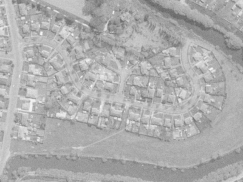 23A Riley Crescent from the air, 1975-1979