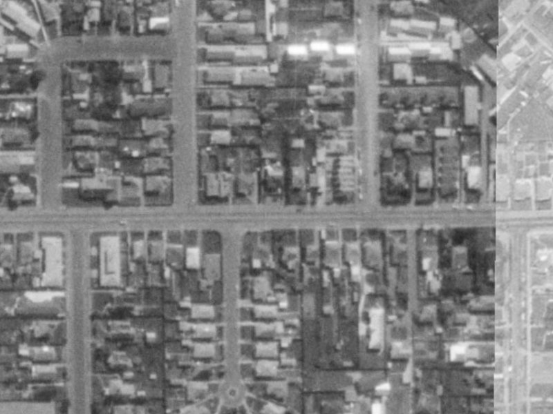 61A Tennyson Street from the air, 1975-1979