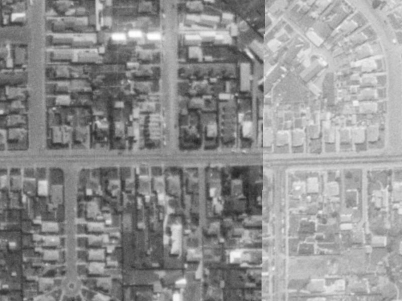 77 Tennyson Street from the air, 1975-1979