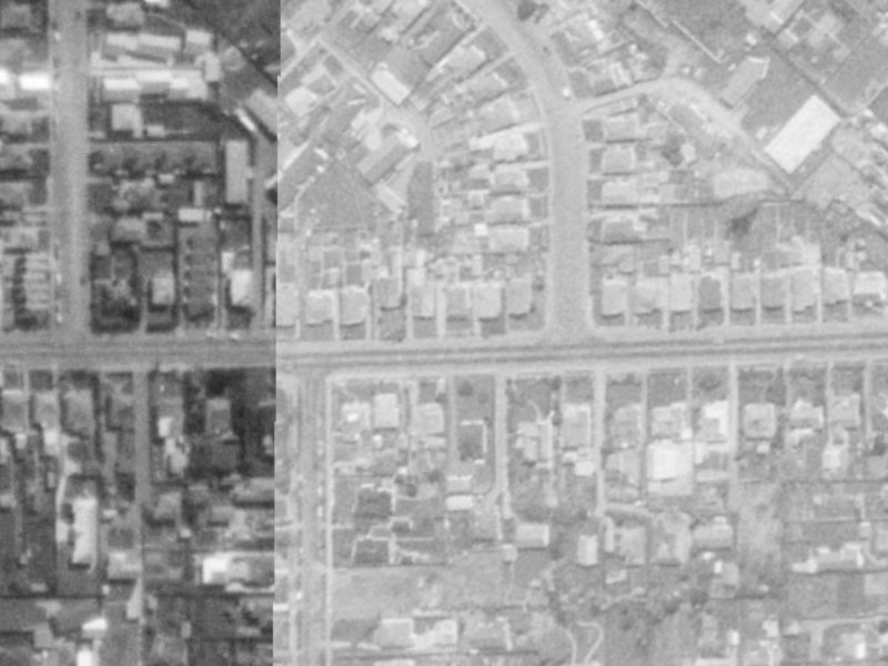 93-115 Tennyson Street from the air, 1975-1979