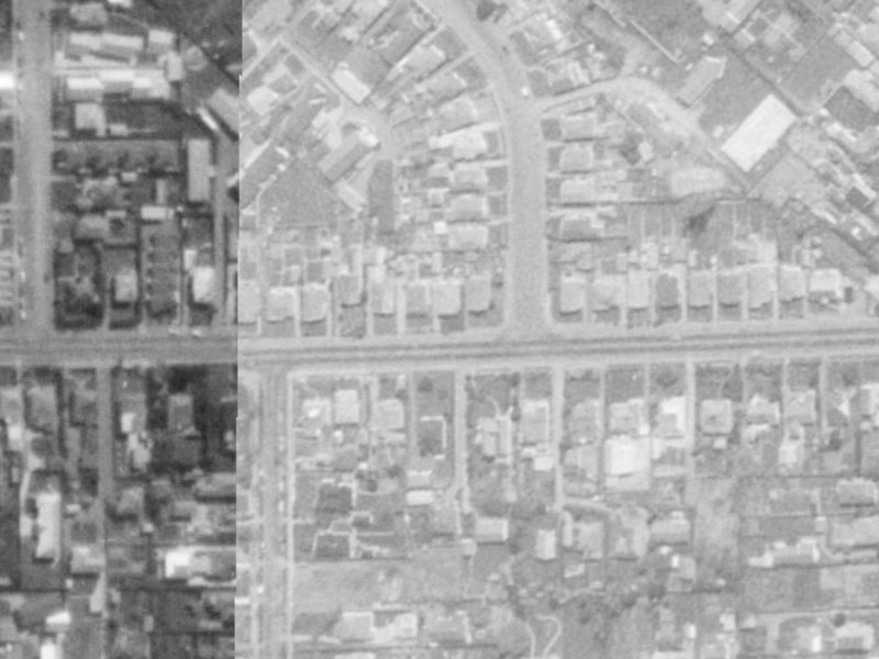 107 Tennyson Street from the air, 1975-1979