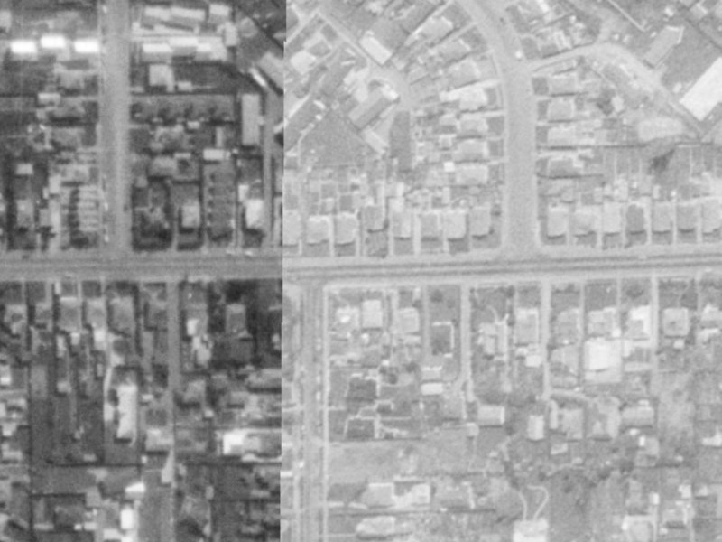102-106 Tennyson Street from the air, 1975-1979