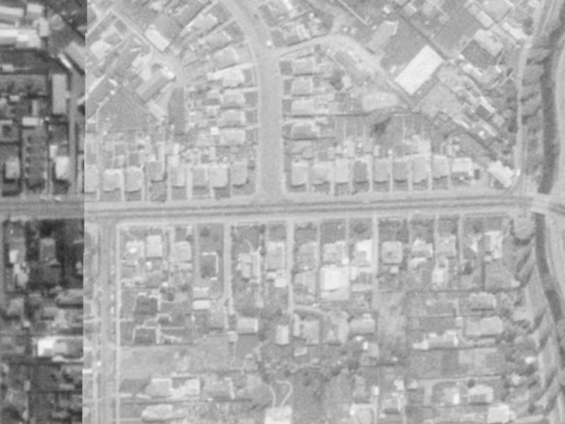 122A Tennyson Street from the air, 1975-1979
