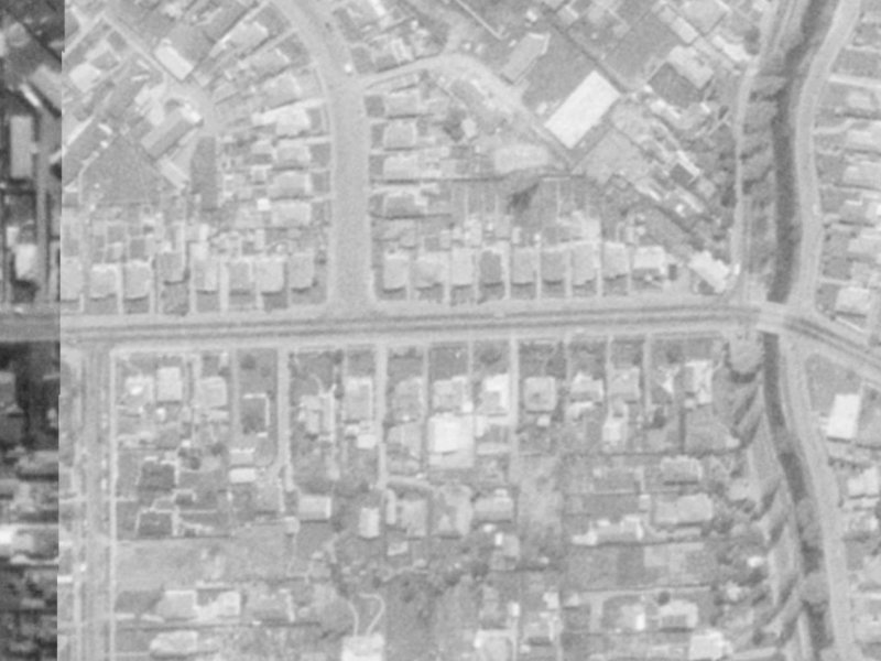 126 Tennyson Street from the air, 1975-1979