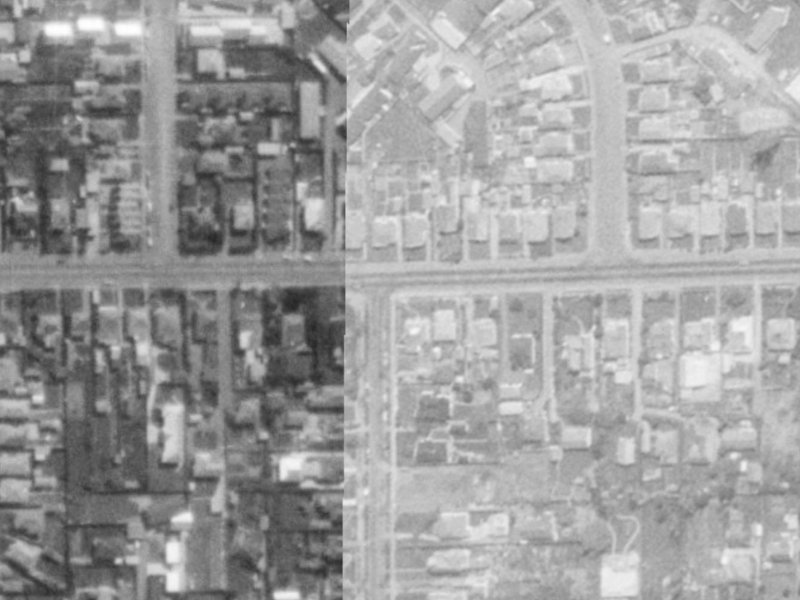 102 Tennyson Street from the air, 1975-1979