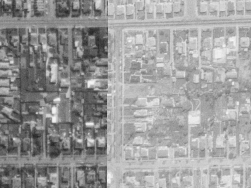 70 Norwood Street from the air, 1975-1979