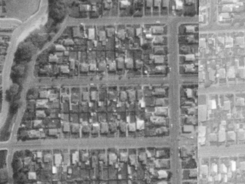 30 Martin Avenue from the air, 1975-1979