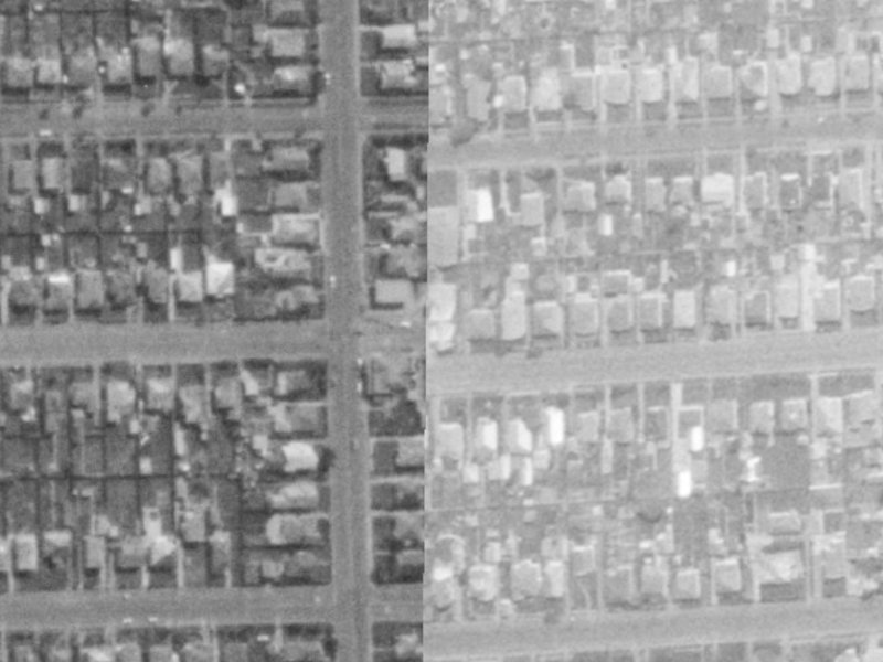 83-85 Malcolm Avenue from the air, 1975-1979