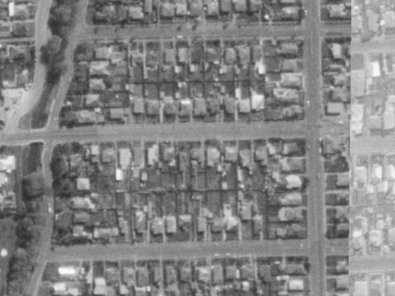 52 Malcolm Avenue from the air, 1975-1979