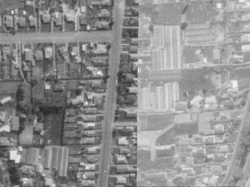 52 Birdwood Avenue from the air, 1975-1979