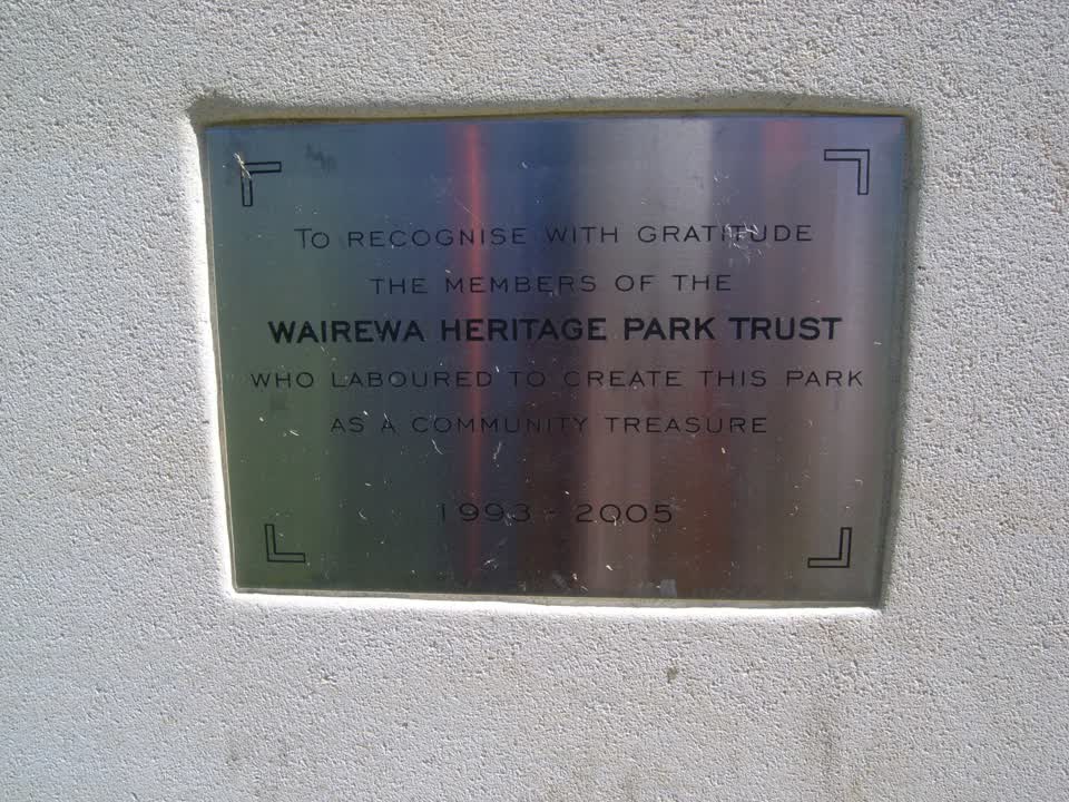 the register’s photograph of the plaque at Wairewa Heritage Park Sculptur