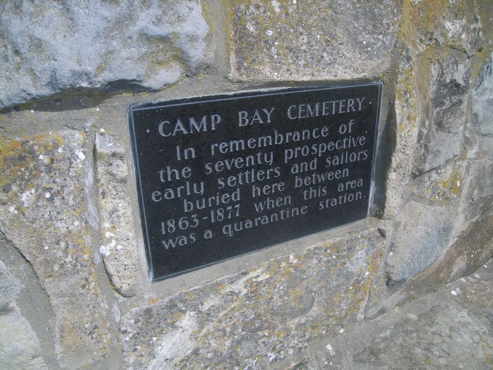 the register’s photograph of the plaque at Camp Bay Cemetery