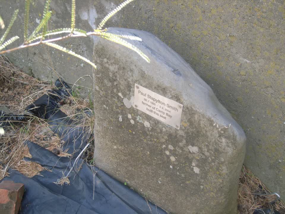 the register’s photograph of the plaque at Camp Bay Cemetery