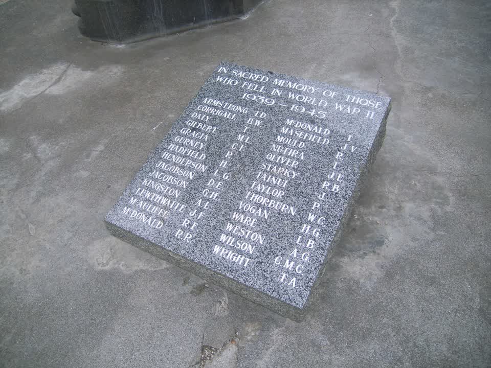 the register’s photograph of the plaque at Akaroa War Memorial