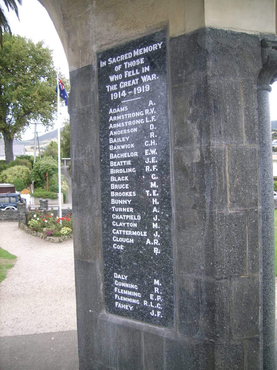 the register’s photograph of the plaque at Akaroa War Memorial