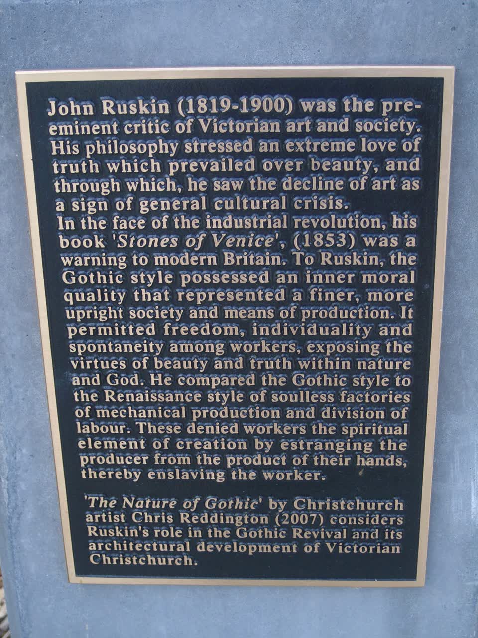 the register’s photograph of the plaque at Ruskin Reserve