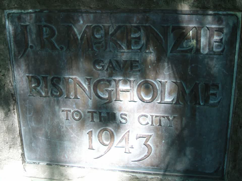 the register’s photograph of the plaque at Risingholme Park