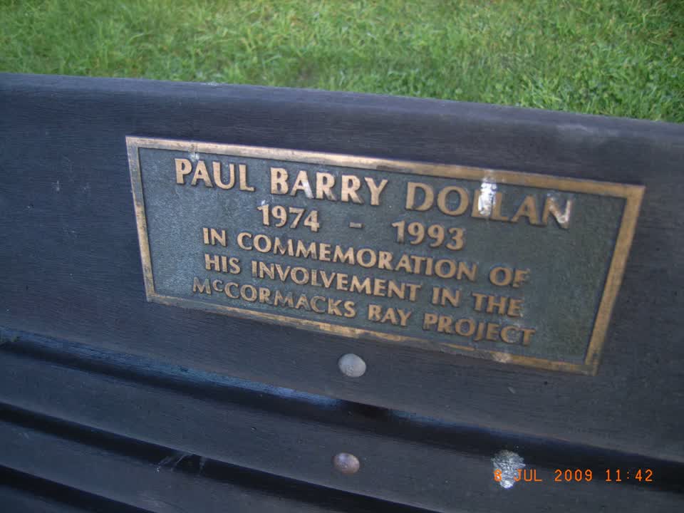 the register’s photograph of the plaque at Mccormacks Bay