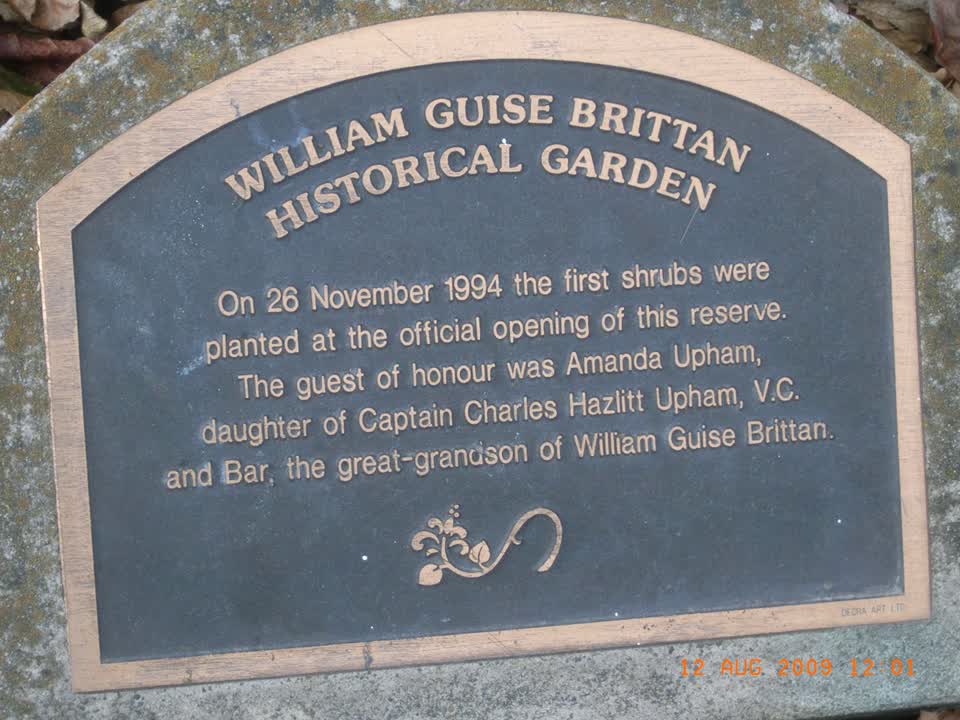 the register’s photograph of the plaque at William Brittan Garden Opening