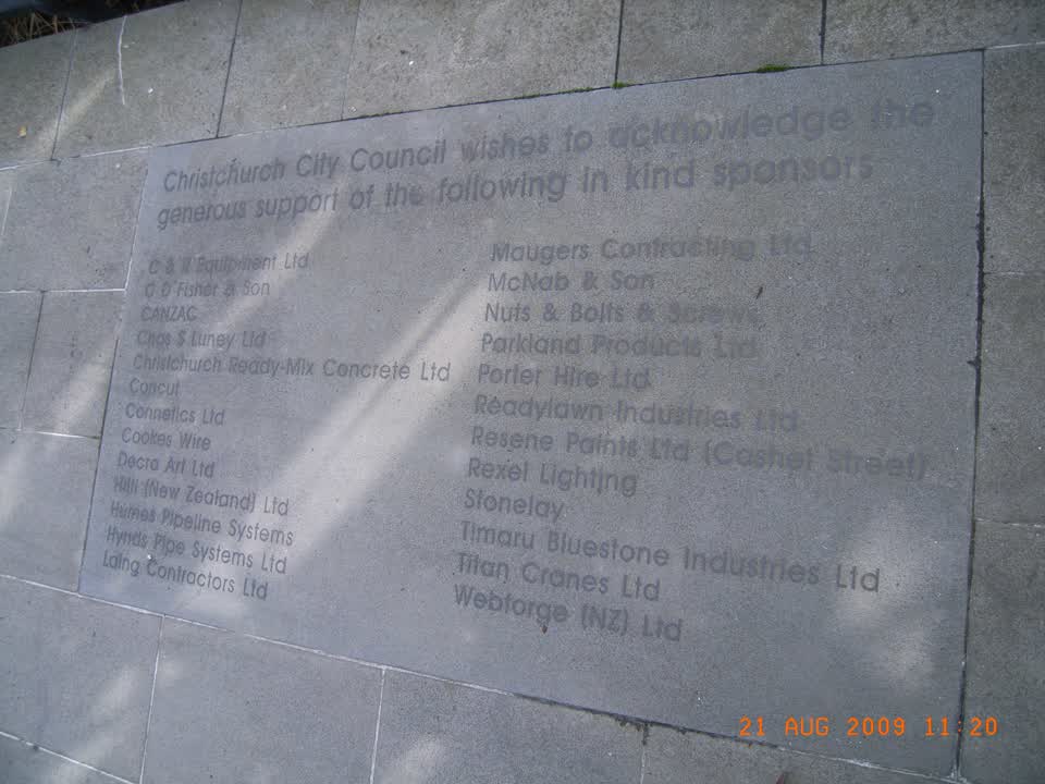 the register’s photograph of the plaque at Fire Fighters Reserve