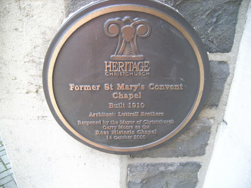 the register’s photograph of the plaque at Rose Historic Chapel Reserve