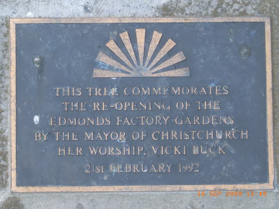 the register’s photograph of the plaque at Edmonds Factory Garden