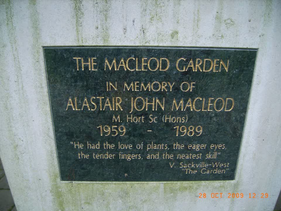 the register’s photograph of the plaque at Alister John Macleod Memorial