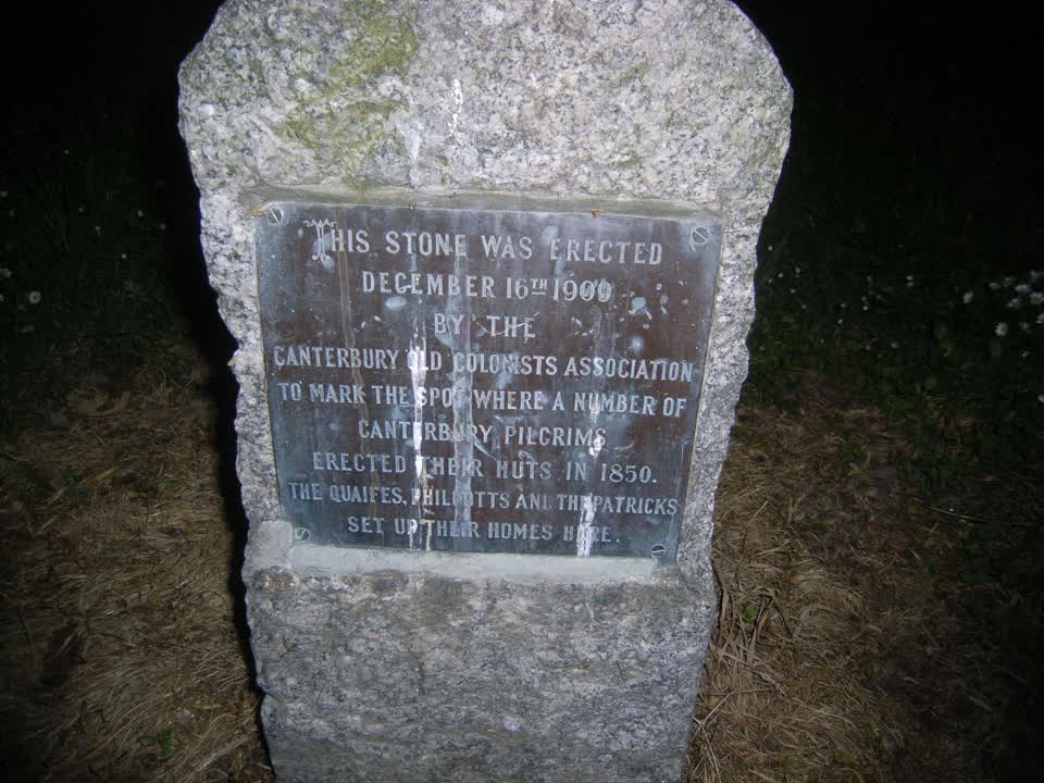 the register’s photograph of the plaque at Pilgrams Huts Monument