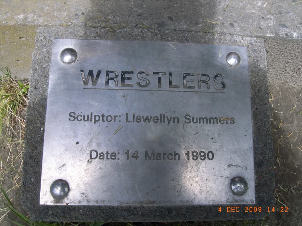 the register’s photograph of the plaque at Wrestlers