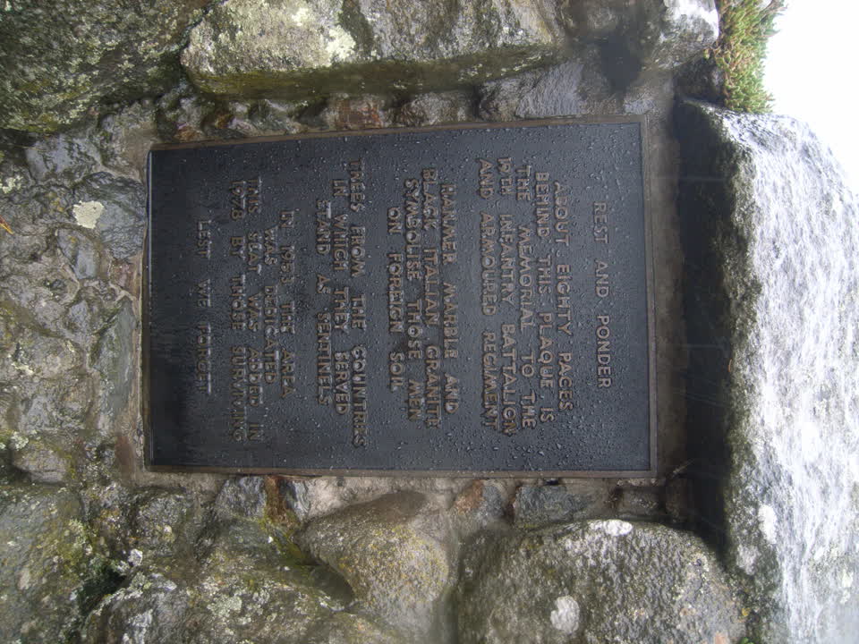 the register’s photograph of the plaque at 20Th Battalion Memorial