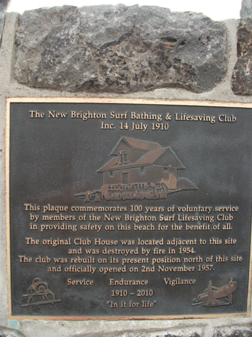 the register’s photograph of the plaque at New Brighton Surf Lifesaving C