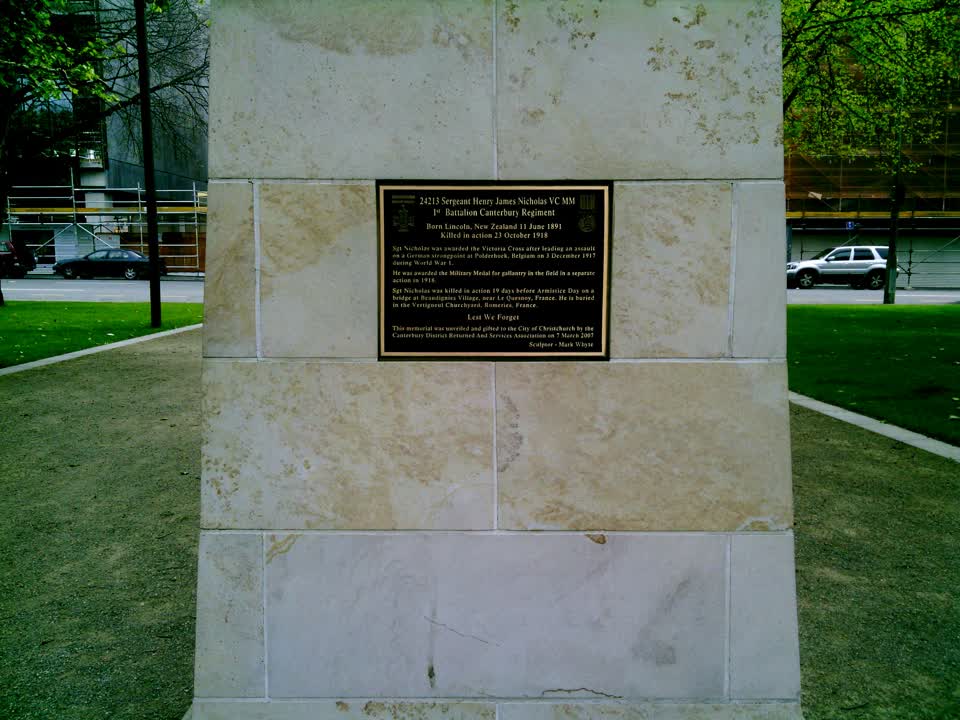 the register’s photograph of the plaque at Henry James Nicholas