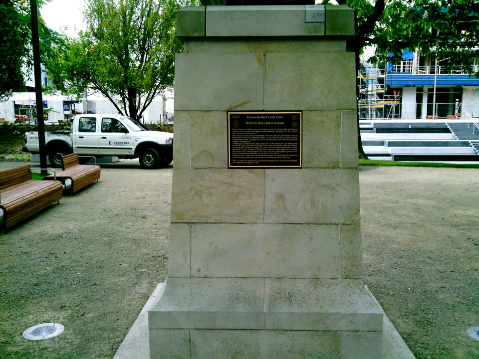 the register’s photograph of the plaque at Henry James Nicholas