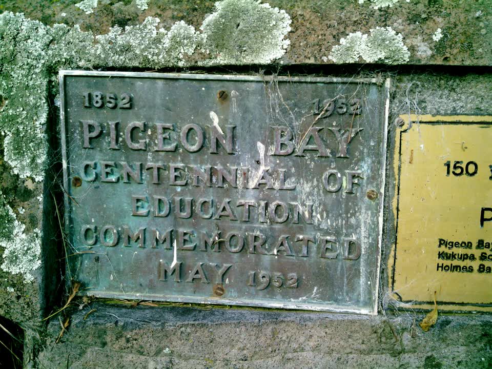 the register’s photograph of the plaque at Pigeon Bay Hall